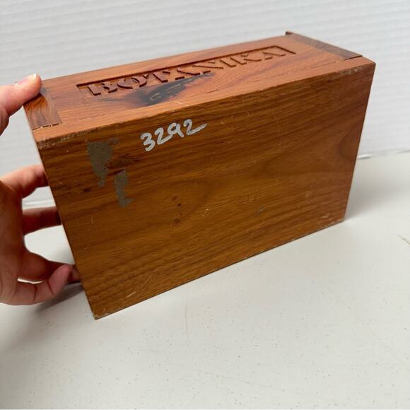 Vintage Botanika Wood Box Leopards Medallion Cigar Box Trinket Storage Brown - Picture 6 of 11